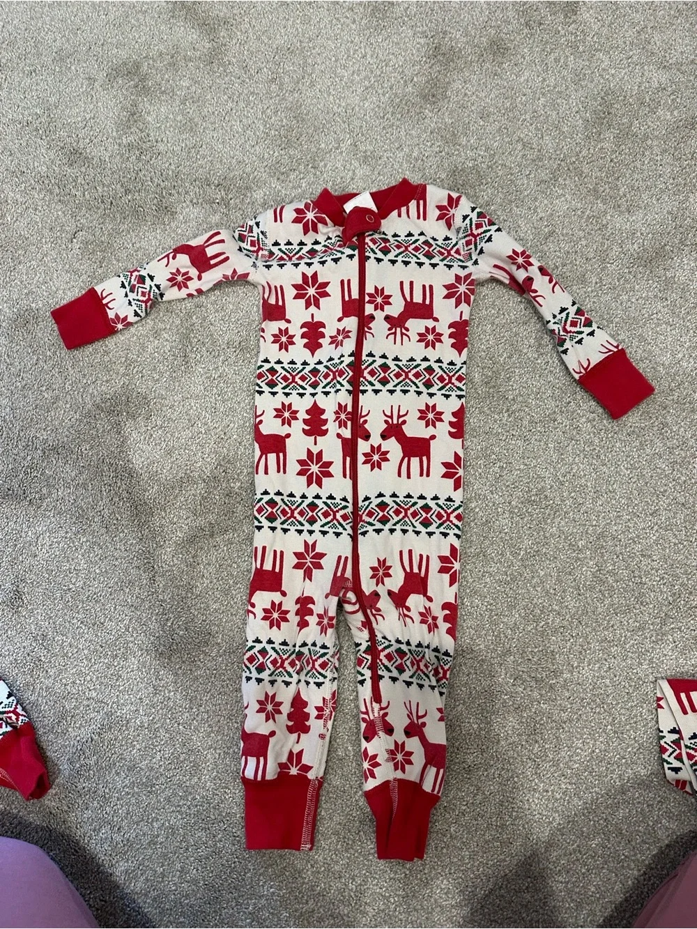 Hanna Andersson Red & Cream reindeer onesie